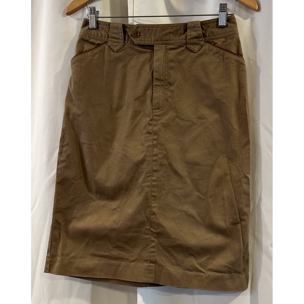 Ralph Lauren Green Label Skirt Womens Size 4 Brown Back Slit Pockets - Picture 2 of 4